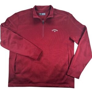 Callaway Ottoman Quarter Zip Pullover Golf Fleece Mens M Maroon Red Opti Dri